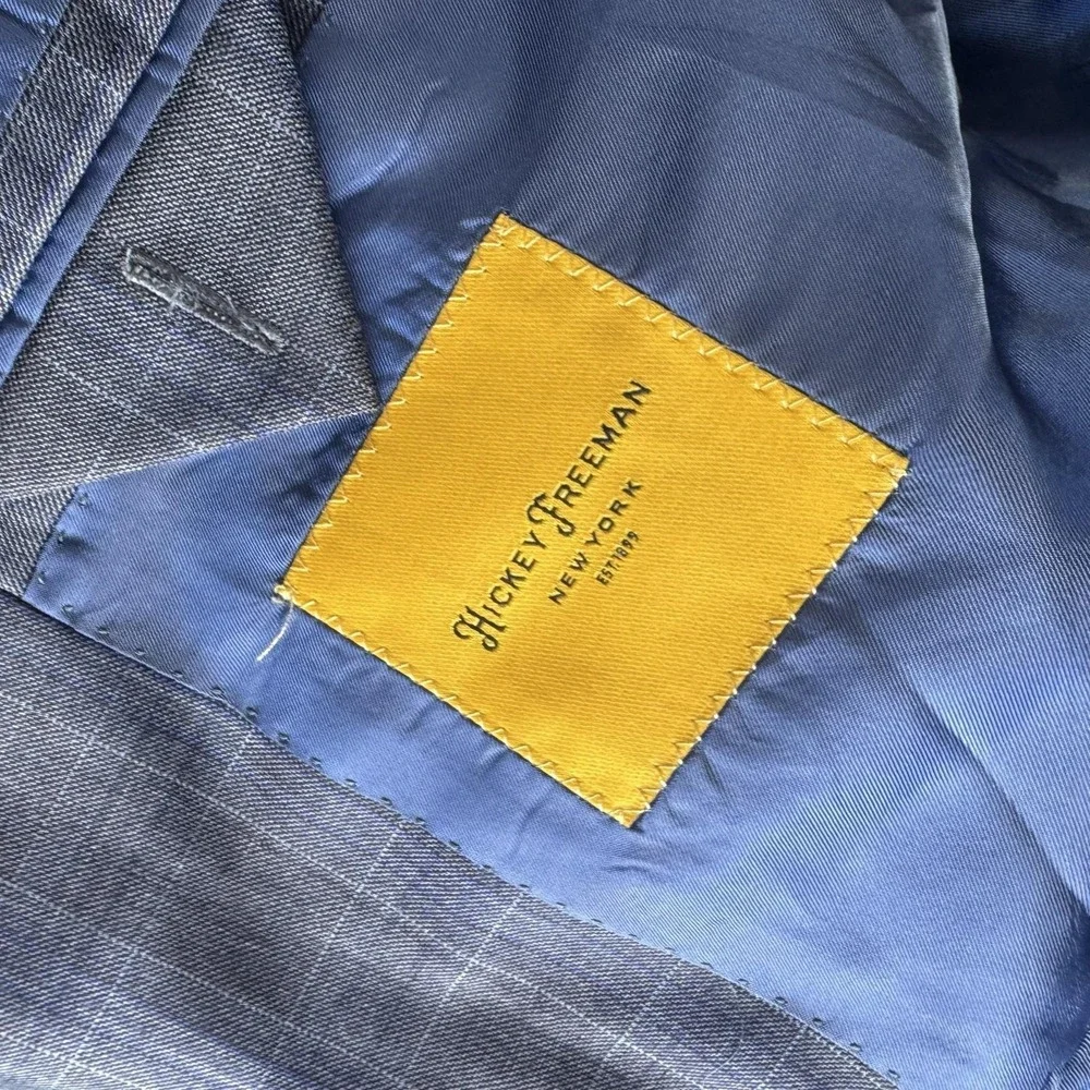 Hickey Freeman Blazer Mens 44 Gray Plaid Wool Sport Coat Business Loro Piana